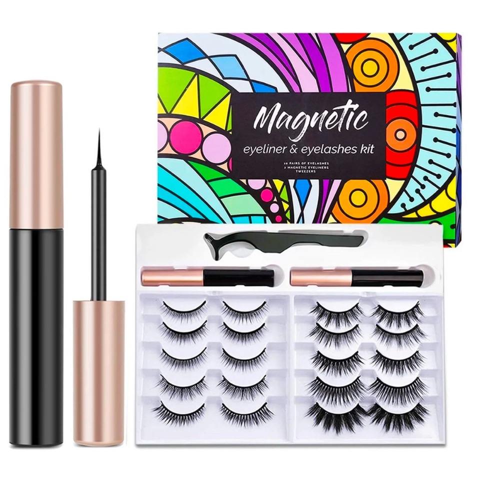 Magnetic Eyelashes w/ Eyeliner Set | 10 Pairs + 2 Liners | Reusable Lashes - Picture 2 of 5
